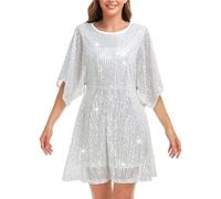 CCOOfhhc Damen Pailletten Kleid, Paillettenkleid Glitzer Kleid Festliches Brautjung Abiballkleider Damen Eng Spitzen Langärmelige Glitzerkleid Cocktailkleid Silvester Pailletten Kleider Club