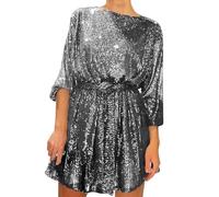 CCOOfhhc Damen Pailletten Kleid, Paillettenkleider Sparkly Kleider Vintage Hochzeit Ballkleid Für Frauen Curvy Langärmelige Glitzerkleid Abendkleid Sexy Glänzend Kleid Club