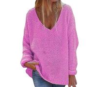 CCOOfhhc Damen Pullover V-Ausschnitt Merinowolle Winterpullover Kaschmir Gestrickter Pullover Langarm Sweater Elegant Sweatshirt Einfarbig Pulli Feinstrick Wollpullover Basic Strickpullover