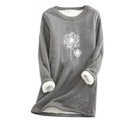CCOOfhhc Damen Pullover Winter Rundhal Teddy-Fleece Fleecepullover Einfarbig Sweatshirts Ohne Kapuze Langarmshirt Warme Innenfutter Pulli Casual Herbst Fleecepulli Plüsch Gemütlich Unterhemd