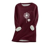 CCOOfhhc Damen Pullover Winter Rundhal Teddy-Fleece Fleecepullover Einfarbig Sweatshirts Ohne Kapuze Langarmshirt Warme Innenfutter Pulli Casual Herbst Fleecepulli Plüsch Gemütlich Unterhemd