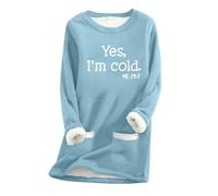 CCOOfhhc Damen Pullover Winter Wärme Fleecepulli Rundhals Sweatshirts Ohne Kapuze Thermounterwäsche Langarm Teddy-Fleece Innenfutter Baumwolle Pulli Plüsch Loungewear Sportshirt Oberteile