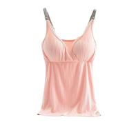 CCOOfhhc Damen Tank Top Mit Integriertem BH, Spaghetti-Top Oberteil Gepolstertes Ohne Bügel Trägertop Weste mit Cups Bauchweg Regal BH Basic Eingebauter Unterhemd Bustier Verstellbarer Breiter Riemen
