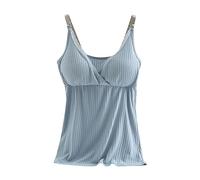 CCOOfhhc Damen Tank Top Mit Integriertem BH, Spaghetti-Top Oberteil Gepolstertes Ohne Bügel Trägertop Weste mit Cups Bauchweg Regal BH Basic Eingebauter Unterhemd Bustier Verstellbarer Breiter Riemen