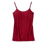 CCOOfhhc Damen Tank Top Mit Integriertem BH, Spaghetti-Top Oberteil Gepolstertes Ohne Bügel Trägertop Weste mit Cups Bauchweg Regal BH Basic Eingebauter Unterhemd Bustier Verstellbarer Breiter Riemen