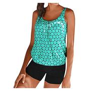CCOOfhhc Damen Tankini Set Zweiteiliger Bauchweg Badeanzug Tankini Oberteile mit Slip Große Größen Bademode Swimsuit Beachwear Tankinis Oberteil mit Badeshorts