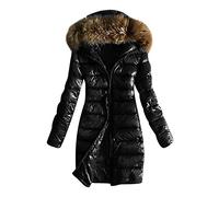 CCOOfhhc Daunenjacke Damen Leicht Winter Lang Outdoor Leichte Grosse Grössen Warm Fellkapuze Dickere Parka Jacken Langarm Herbst-Winter Mantel Mit Kapuze Reißverschluss Outwear Parkajacke