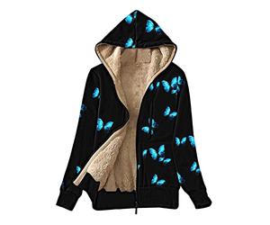 CCOOfhhc Fleece Jacket Damen Gefütterte Plüschjacke mit Kapuze Fleecejacke Große Größen Fleecemantel Warm Teddy-Fleece Übergangsjacke Reißverschluss Herbst Winter Sweatjacke Mantel Cardigan Oversize