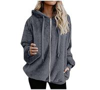 CCOOfhhc Fleecejacke Damen Mit Kapuze Outdoor Damenmantel Für Übergang Elegant Damenjacken Herbst PlüSchjacke Teddy Winter Flauschig PlüSchmantel Teddymantel Jacke Warm Kapuzenmantel Große Größen