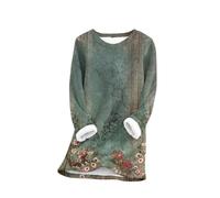 CCOOfhhc Frauen Langarm Pullover, Winter Fleece Sweatshirt Warme Pulli Dick Bequem Thermounterwäsche Rundhals Hoody Sherpa Gefüttert Tunika Baggy Kuschelig Lässige Oversized