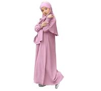 CCOOfhhc Gebetskleidung für Kinder, Mädchen Muslim Kleider, Lange Ärmel Abaya Mit Hijab, Islam Kleidung Frauen, Damen Muslimische Kleid Set, Gebetskleid Jilbab Khimar Ramadan Hijab Kleid