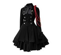 CCOOfhhc Gothic Kleidung Damen Elegant Rockabilly Kleid Swing A-Linie Partykleider Vintage Steampunk Kostüm Festliches Mittelalterkleid Hohe Taille Cocktailkleid Halloween Petticoat Faltenrock