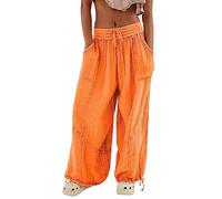 CCOOfhhc Haremshose Damen Sommer XXL Viskose, Sport Pumphose Hippie Locker Aladinhose Yogahosen Yoga Weiche Harem Leicht Fitness Sommerhose Lässige Lang Hohe Taille Freizeithose Workout