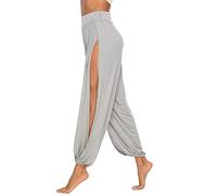 CCOOfhhc Haremshose Damen Sporthose Yogahosen Schlitz Hose Baggy Hippie Boho Pumphose Pluderhose Hosen mit Elastisch Bund Sweatshose Streifen Sweatpants Elastischer Jogginghose
