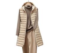 CCOOfhhc Lange Daunenweste Damen ärmellos Mantel Mit Kapuze Große Größe Winter Leichte Weste Jacke Übergroße Daunenmantel mit Taschen Steppweste Winddichte Packbare Daunenjacke Oberteile