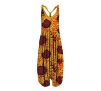 CCOOfhhc Latzhose Garten Damen Blumen Lässig Retro Strand Spagettiträger Playsuit Romper Weites Bein Lang Große Größe Vintage Elegant Latzhose Strampler Trägerhose Baggy Oversize Locker