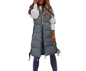 CCOOfhhc Steppweste Damen Mit Kapuze Lang Weste Wärme Jacke Ärmellos Steppweste Herbst Winter Übergangsjacke Leichte Daunenweste Plüsch Winterweste Sportweste Daunenmantel Mit Reissverschluss