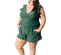 CCOOfhhc Swim Romper Built-in Bra, Badestrampler mit Integriertem BH, Damen-Schwimmstrampler mit integriertem BH in Übergröße, Badeanzug-Strampler für Frauen Baywatch Kostüm Damen Badeanzug