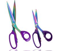 CCR Schneiderschere stoffschere，Mehrzweck-Heavy Duty-Nähschere aus titanbeschichtetem Edelstahl，Nähen Stoffschere Leder Schneiderschere Professionelles Handwerk，Set 2 （8 Zoll + 10 Zoll）