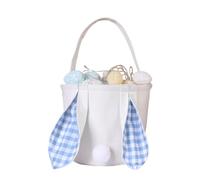 ccuzs Rabbit Tote Bag, Easter Egg Hunt Bucket, Reusable Bunny Treat Bag with Handles, Candy Basket for Spring Hunts, Large Capacity Container for Kids, 10.63x10.63x14.57 Inches