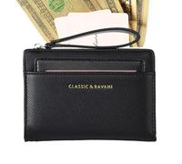 ccuzs Zipper Wallet, Card Holder, Lanyard Multi-Functional, Large Coin Purse, Capacity for Notes, and Cards, Portable Short Lightweight Cash Space, 12.5x9x2.5cm, Schwarz, riferimento alla