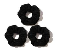 CCYXFB 3 Groß Stück Haargummi Damen, Plüsch Haargummis Mädchen, Weiche Dicke Haarband Kinder Scrunchies Haarschmuck Winter-Schwarz-D:12cm(4.72inch)