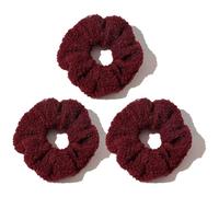 CCYXFB 3 Groß Stück Haargummi Damen, Plüsch Haargummis Mädchen, Weiche Dicke Haarband Kinder Scrunchies Haarschmuck Winter-Weinrot-D:12cm(4.72inch)