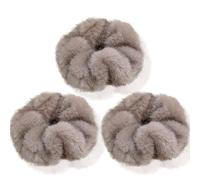 CCYXFB 3 Stück Groß Plüsch Haargummis Für Winter, Haargummi Ohne Beschädigung, Weiche Dicke Haarband Mädchen, Haarschmuck Damen-grau-A