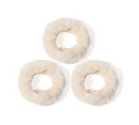 CCYXFB 3 Stück Haargummi Damen, Plüsch Haargummis Mädchen, Weiche Haarband Kinder Scrunchies Haarschmuck-beige weiß-D: 6cm(2.36inch)
