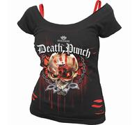 <![CDATA[Five Finger Death Punch Assassin Ripped Top Black & Red L Damen T-Shirt]]>