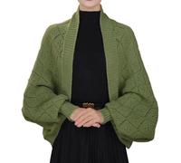 CEAeis Weiche Schals und Tücher für Damen, Warmer Kaschmirschal, gestrickter Zopfschal, gestrickter Schal mit Ärmeln für Damen (Green)