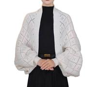 CEAeis Weiche Schals und Tücher für Damen, Warmer Kaschmirschal, gestrickter Zopfschal, gestrickter Schal mit Ärmeln für Damen (White)