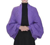 CEAeis Weiche Schals und Tücher für Damen, Warmer Kaschmirschal, gestrickter Zopfschal, gestrickter Schal mit Ärmeln für Damen (Purple)