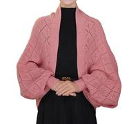 CEAeis Weiche Schals und Tücher für Damen, Warmer Kaschmirschal, gestrickter Zopfschal, gestrickter Schal mit Ärmeln für Damen (Pink)