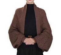 CEAeis Weiche Schals und Tücher für Damen, Warmer Kaschmirschal, gestrickter Zopfschal, gestrickter Schal mit Ärmeln für Damen (Brown)