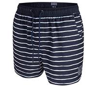 Ceceba Herren Badeshorts Badehose Taschen | Übergrößen (2XL | XXL | 8, Navy Weiss gestreift)