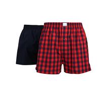 Ceceba Herren Boxershort, Unterhose, Shorts - Baumwolle, Popeline, blau, kariert, mit Eingriff, 2er Pack