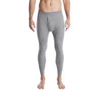 Ceceba Herren Lange Unterhose, Baumwolle, Doppelripp, grau, Uni, mit Bündchen, offener Eingriff 8