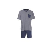 Ceceba Herren Shorty, Kurzarm, Baumwolle, Single-Jersey, blau, gestreift 56
