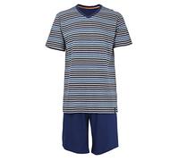 Ceceba Herren Shorty, Kurzarm, Baumwolle, Single Jersey, blau gestreift 7678