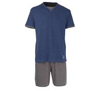 Ceceba Herren Shorty, Kurzarm Baumwolle, Single Jersey, blau, Melange 56