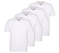CECEBA Herren T-Shirts, 4er Pack - Konvex, V-Ausschnitt, Kurzarm, Baumwolle, uni Weiß XL