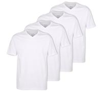 CECEBA Herren T-Shirts, 4er Pack - Konvex, V-Ausschnitt, Kurzarm, Baumwolle, uni Weiß / XXL XXL Weiß