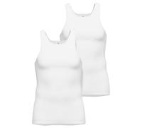 Ceceba Herren Tank-Top, Baumwolle, Doppelripp, weiß Uni, 2er Pack