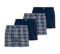CECEBA Herren Web-Boxershorts, 4er Pack - Unterwäsche, Unterhose, Baumwolle, Logo, Karo, einfarbig Blau XL