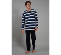 CECEBA Pyjama, Rundhals, offen blau-mittel-Ringel - 52