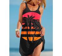 CECECOLEPansr Freizeitkleider Für Damen - Damen Sommer Casual Lose Strand Trägerkleider Print Weste Kleid Spaghettiträger U-Ausschnitt Kleider Damen Partykleidung,Dress06,XXL