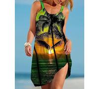 CECECOLEPansr Freizeitkleider Für Damen - Damen Sommer Casual Lose Strand Trägerkleider Print Weste Kleid Spaghettiträger U-Ausschnitt Kleider Frauen Partykleidung,Dress05,L