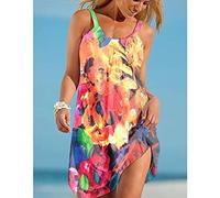 CECECOLEPansr Freizeitkleider Für Damen - Damen-Strand-Trägerkleider, 3D-Druck, Graffiti, Modisch, U-Ausschnitt, Ärmellos, Trägerkleid, Damen, Sommer, Lässig, Lockeres Kleid, Kleidung, Dress02, S