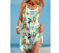 CECECOLEPansr Freizeitkleider Für Damen - Sommer Beiläufige Lose Damen Strand Trägerkleider Bunte Papagei Tier 3D-Druck Kleid Spaghettiträger U-Ausschnitt Kleider Frauen Partykleidung, Dress06, 3XL